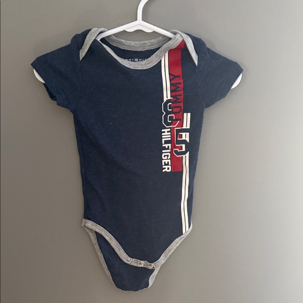 Tommy Hilfiger Blue and Red Baby Bodysuit